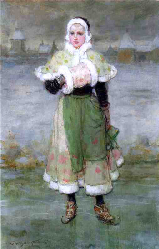 George Henry Boughton Woman on Skates - Canvas Print