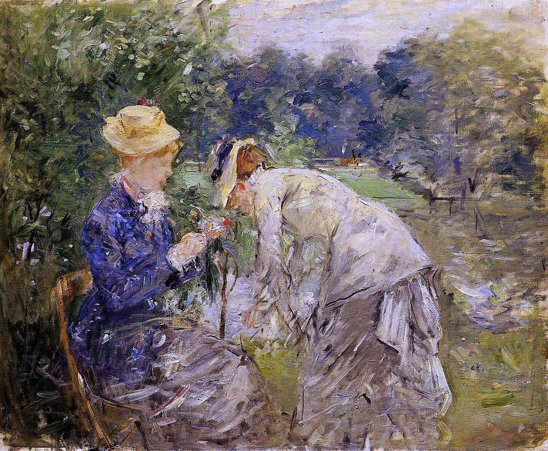 Berthe Morisot Woman Picking Flowers - Canvas Print