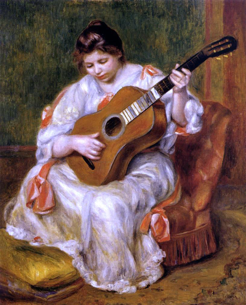 Pierre Auguste Renoir Woman Playing the Guitar - Canvas Print