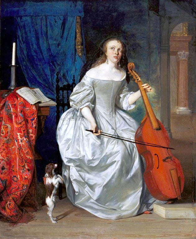 Gabriel Metsu Woman Playing the Viola da Gamba - Canvas Print