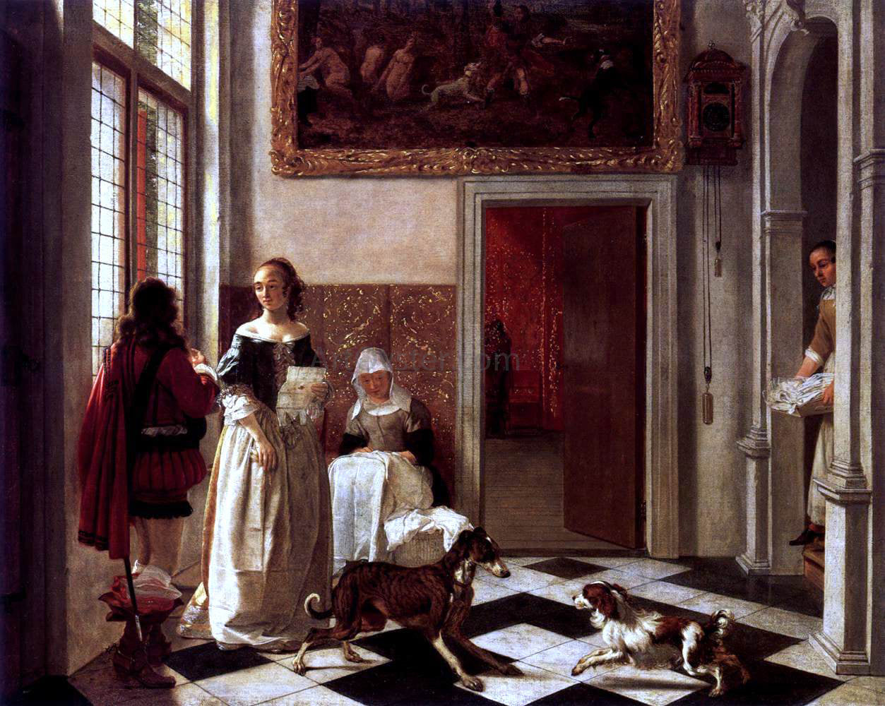 Ludolf De Jongh Woman Receiving a Letter - Canvas Print