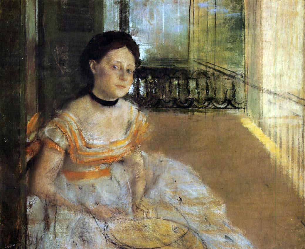 Edgar Degas Woman Seated on a Balcony - Canvas Print
