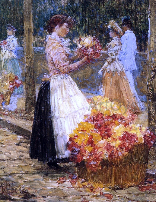 Frederick Childe Hassam Woman Selling Flowers - Canvas Print