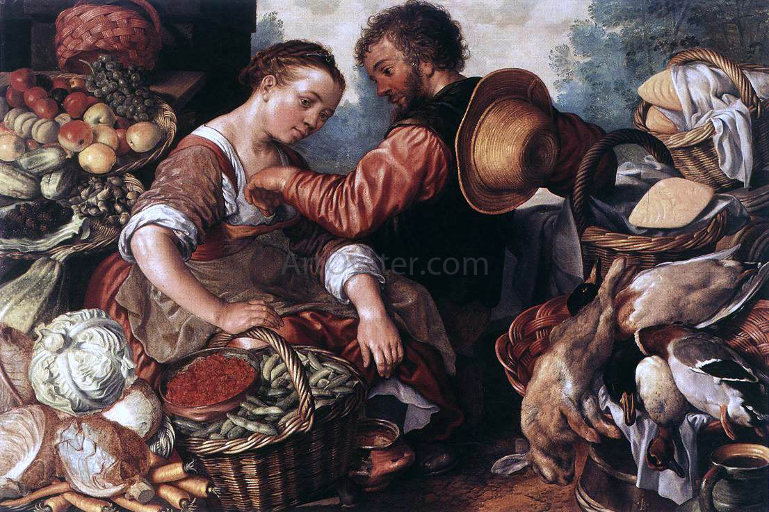 Joachim Beuckelaer Woman Selling Vegetables - Canvas Print