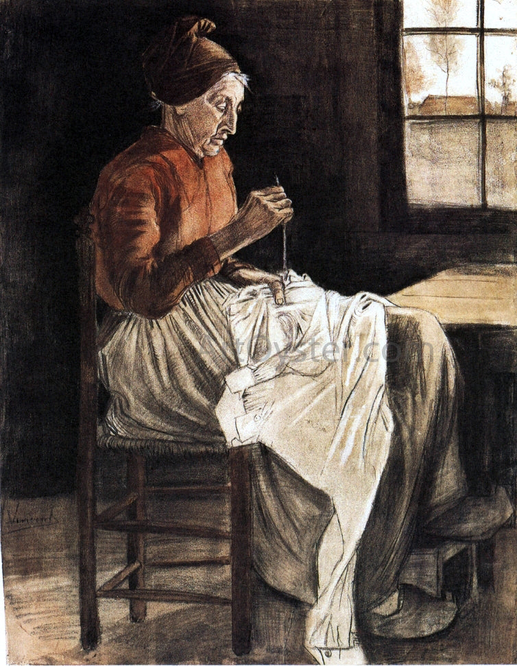 Vincent Van Gogh Woman Sewing - Canvas Print