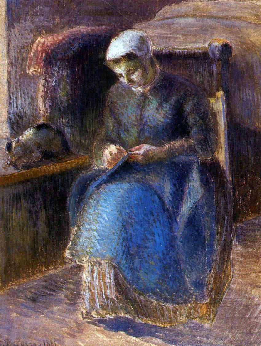Camille Pissarro Woman Sewing - Canvas Print