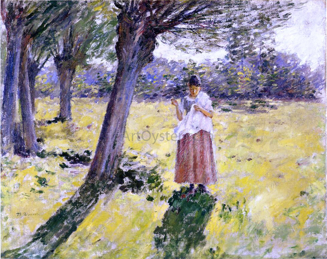 Theodore Robinson Woman Sewing, Giveny - Canvas Print