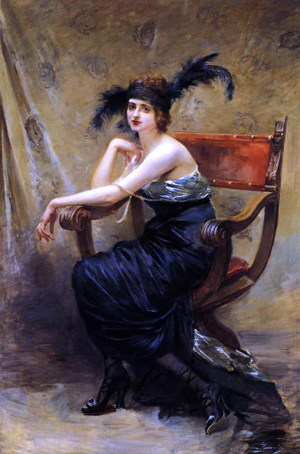 Madeleine Jeanne Lemaire Woman Sitting in a 'Dagobert' Armchair - Canvas Print