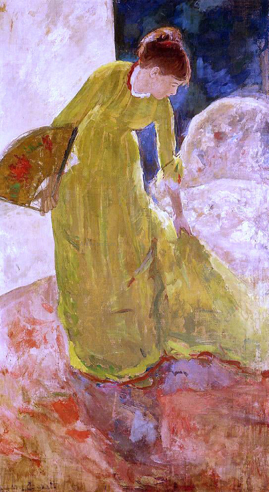 Mary Cassatt Woman Standing, Holding a Fan - Canvas Print