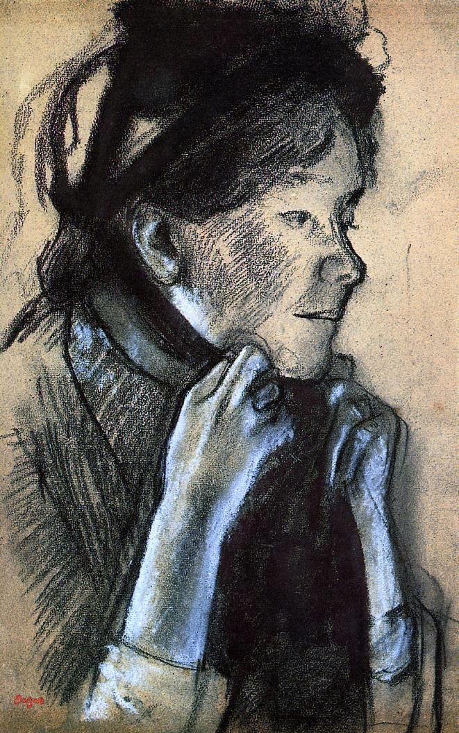 Edgar Degas Woman Tying the Ribbons of Her Hat - Canvas Print