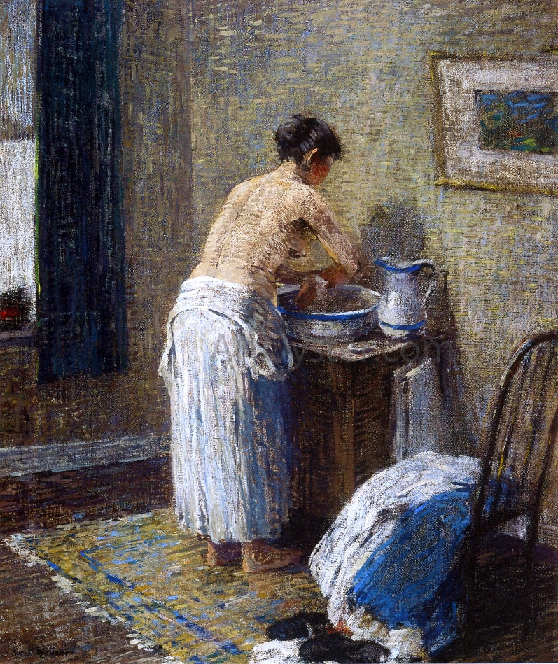 Robert Spencer Woman Washing - Canvas Print