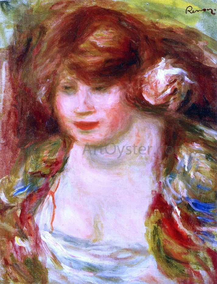 Pierre Auguste Renoir Woman Wearing a Rose - Andree - Canvas Print