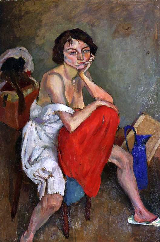 Jules Pascin Woman Wearing White Pantaloons - Canvas Print