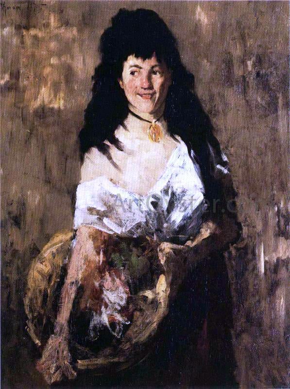 William Merritt Chase Woman with a Basket - Canvas Print