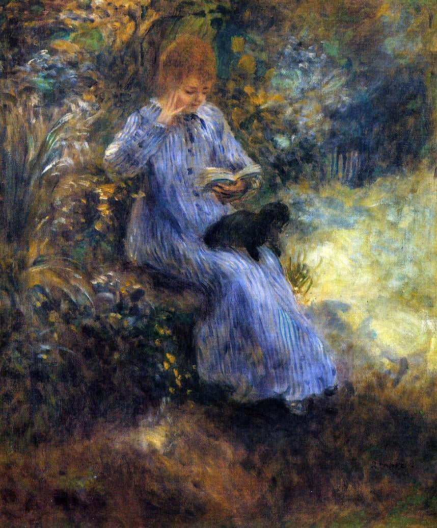 Pierre Auguste Renoir Woman with a Black Dog - Canvas Print