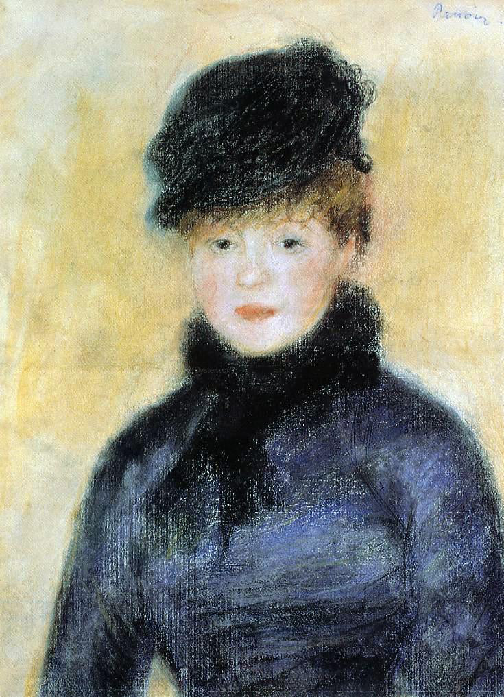 Pierre Auguste Renoir Woman with a Blue Blouse - Canvas Print