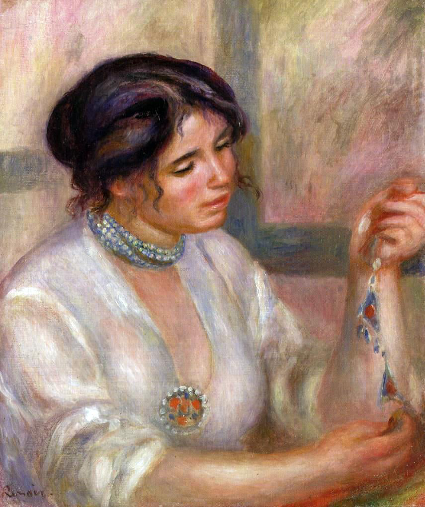Pierre Auguste Renoir Woman with a Necklace - Canvas Print