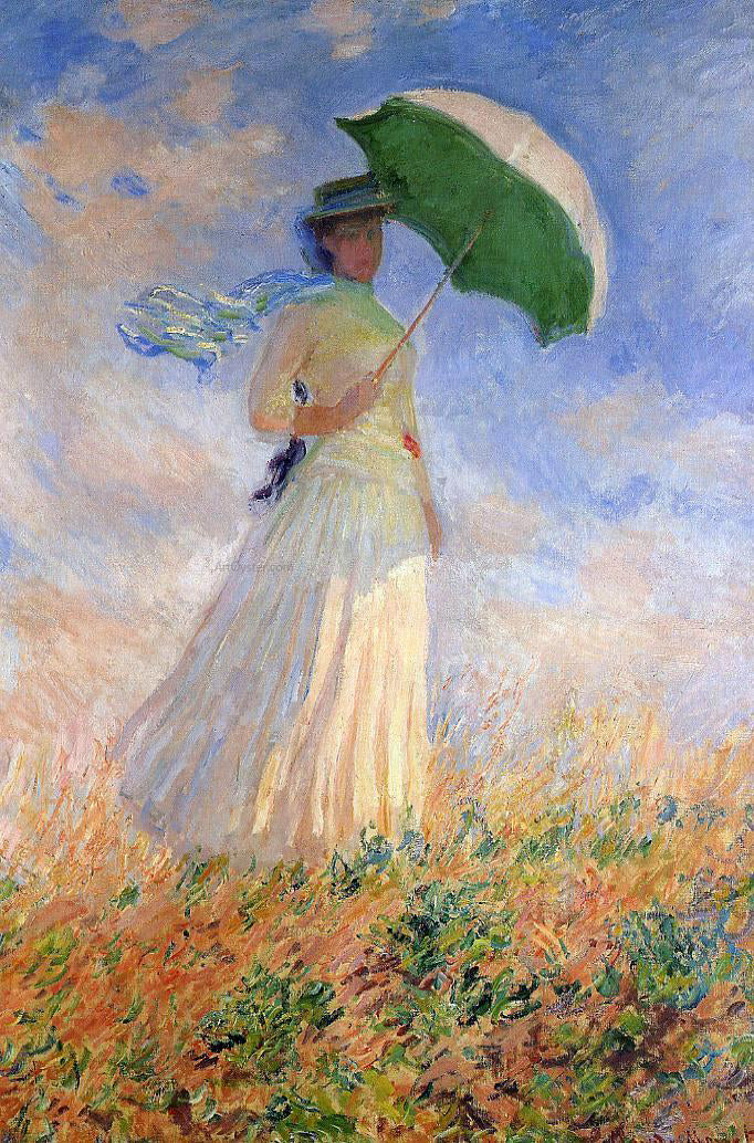 Claude Oscar Monet Woman with a Parasol, Facing Right (also known as Study of a Figure Outdoors (Facing Right)) - Canvas Print