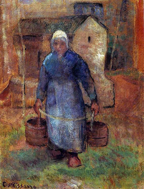Camille Pissarro Woman with Buckets - Canvas Print