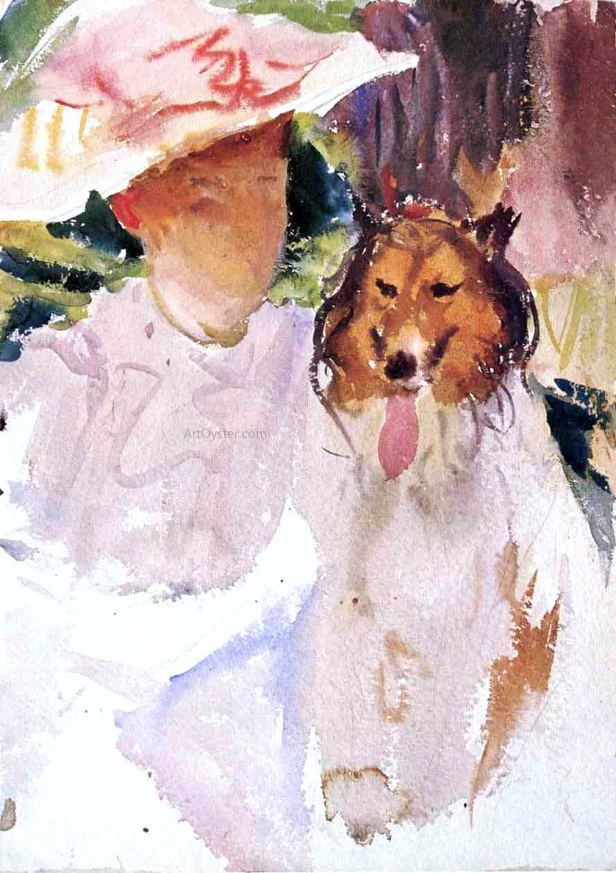 John Singer Sargent A Woman with Collie - Canvas Print
