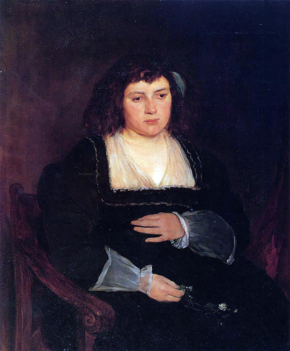 Frank Duveneck Woman with Forget-Me-Nots - Canvas Print