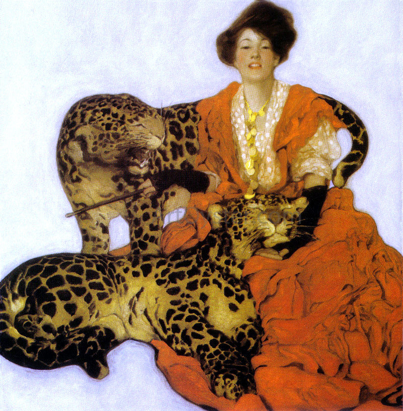 Sarah Stilwell Weber Woman with Leopards - Canvas Print