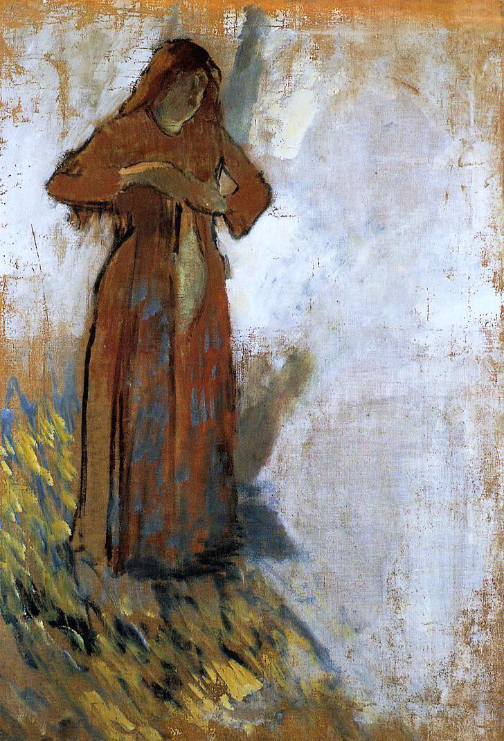 Edgar Degas Woman with Loose Red Hair - Canvas Print