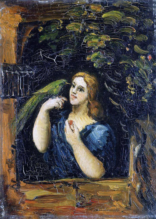 Paul Cezanne Woman with Parrot - Canvas Print