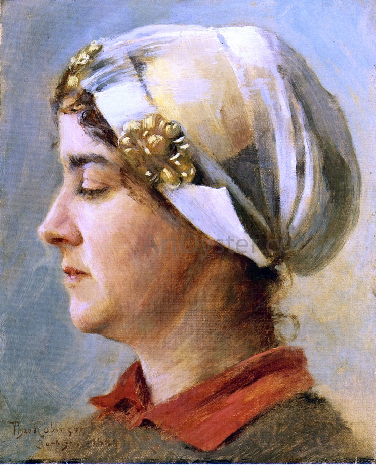 Theodore Robinson Woman with White Cap - Canvas Print