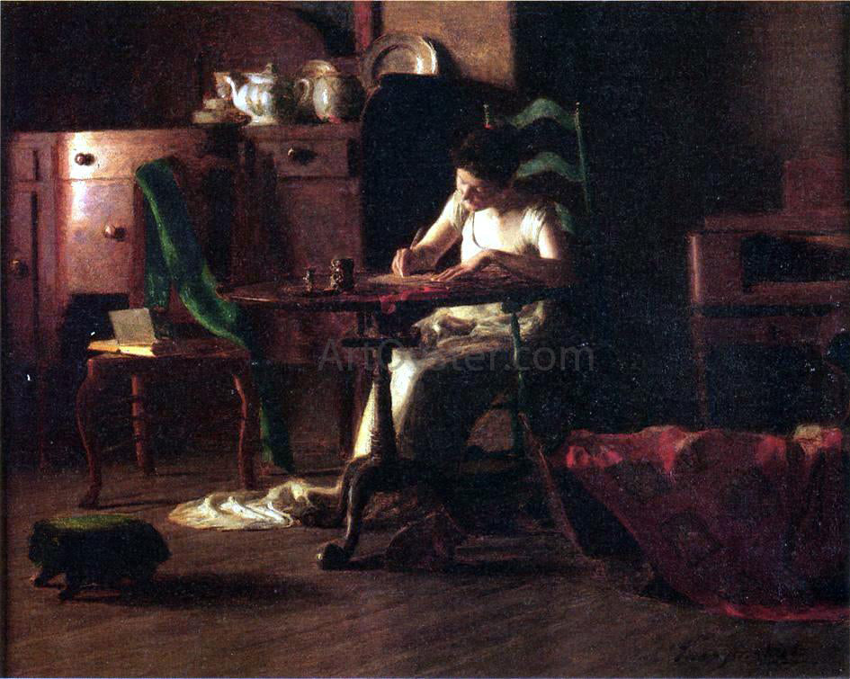 Thomas Pollock Anschutz Woman Writing at a Table - Canvas Print