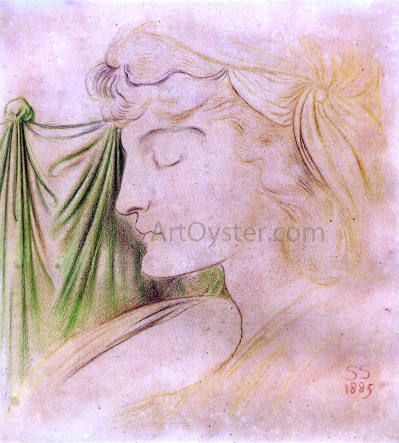 Simeon Solomon Woman's Head in Profile with Drapery - Canvas Print