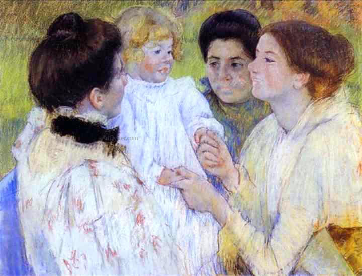 Mary Cassatt Women Admiring a Child - Canvas Print