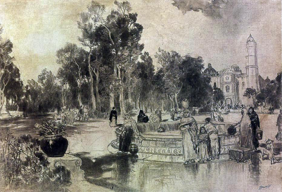 Thomas Moran Women at the Fountain, Vera Cruz - Canvas Print