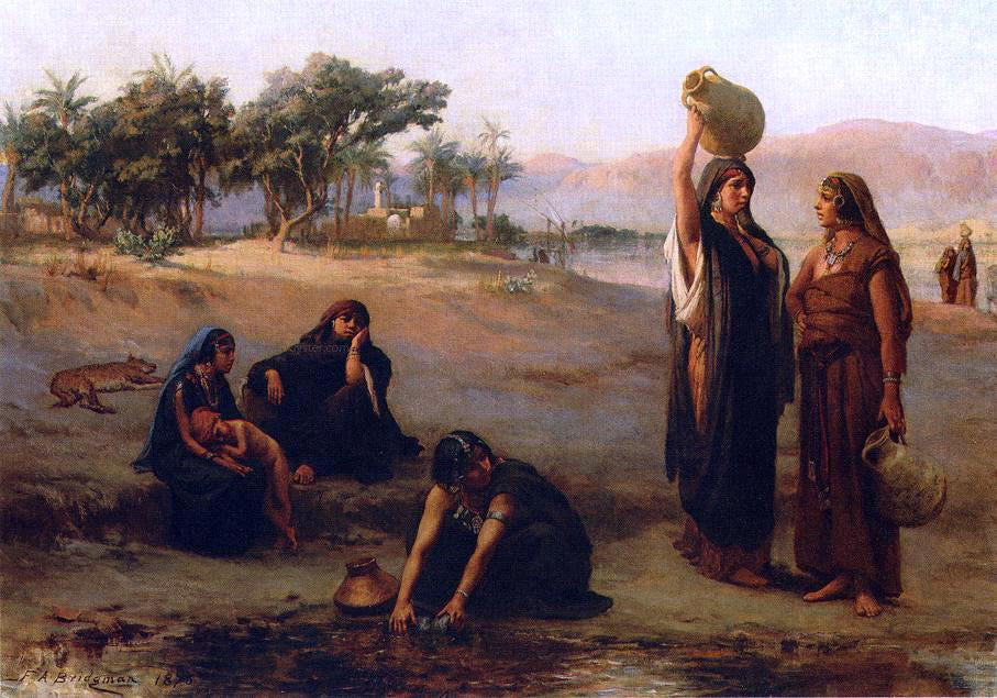 Frederick Arthur Bridgeman Women Drawing Water from The Nile - Canvas Print