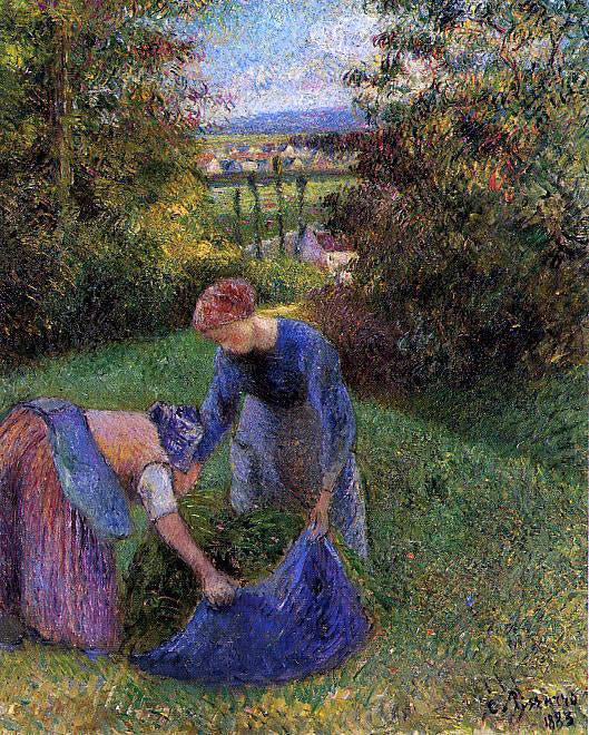 Camille Pissarro Women Gathering Grass - Canvas Print