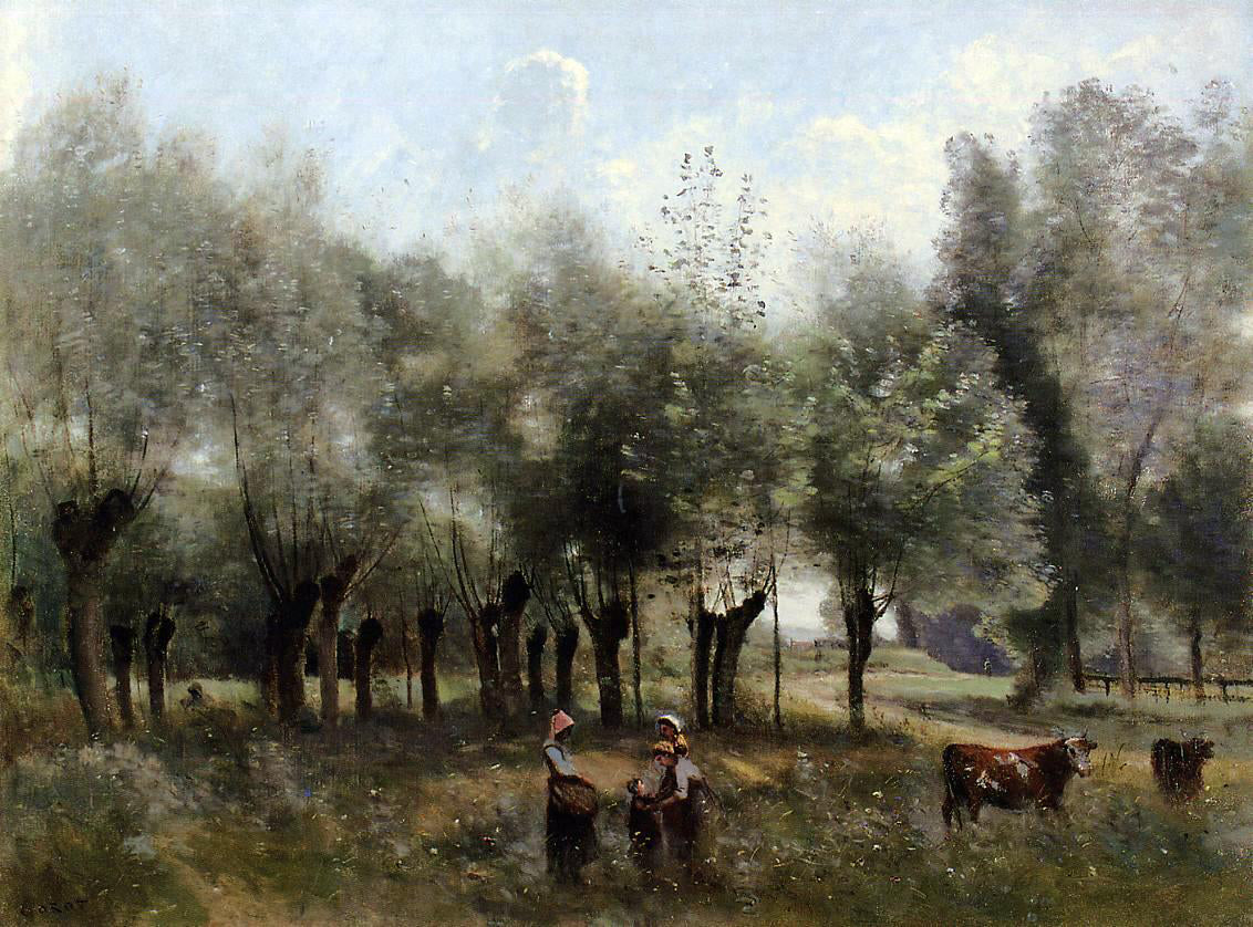 Jean-Baptiste-Camille Corot Women in a Field of Willows - Canvas Print