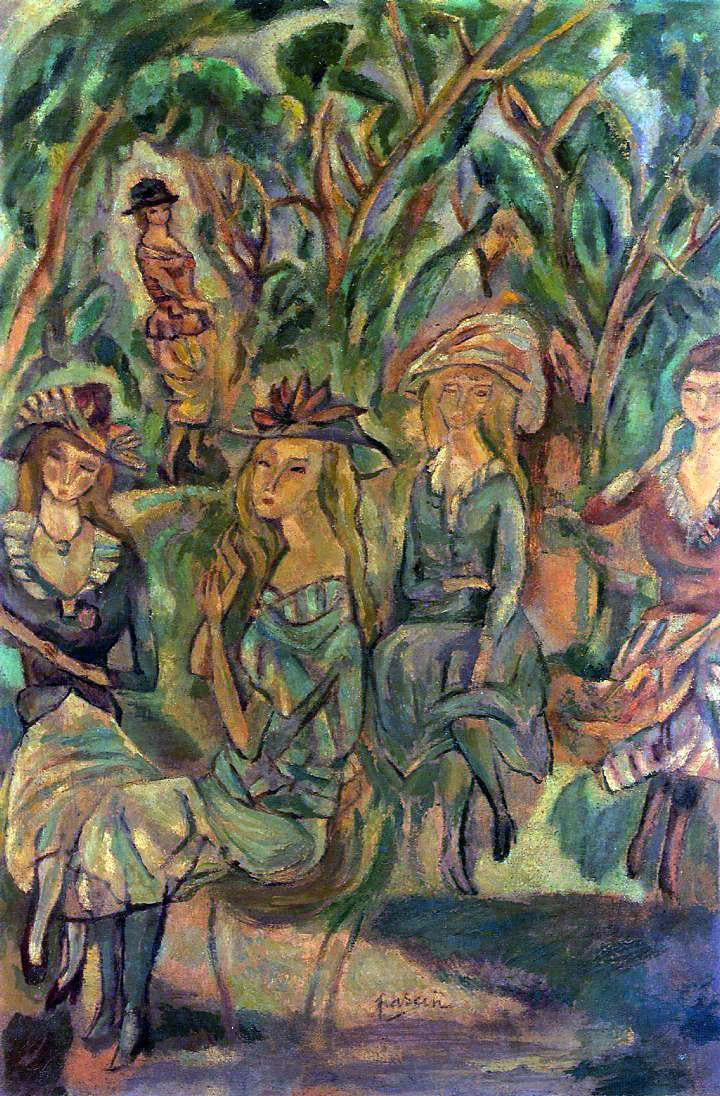 Jules Pascin Women in the Park - Canvas Print