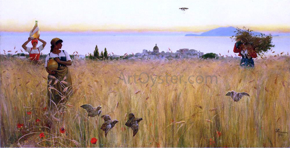 Charles Caryl Coleman Women in the Wheat Fields, Anacapri - Canvas Print