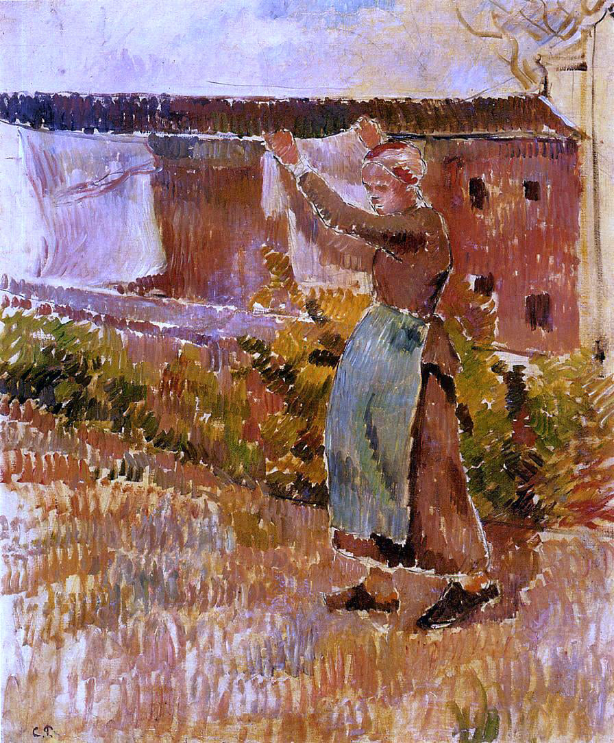 Camille Pissarro Women Tending the Laundry (study) - Canvas Print