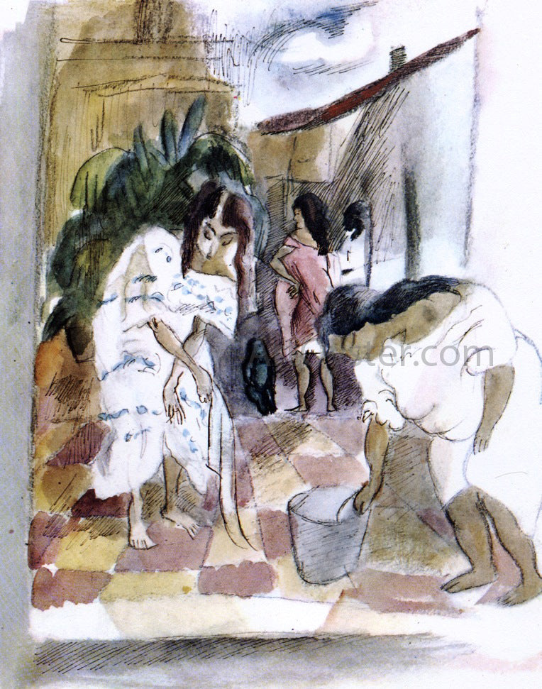 Jules Pascin Women Washing the Floor - Canvas Print