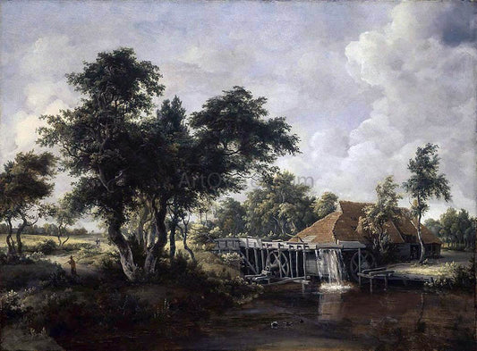 Meyndert Hobbema Wooded Landscape with Water Mill - Canvas Print