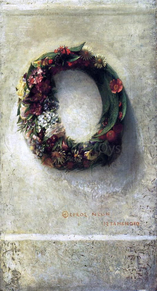 John La Farge Wreath of Flowers - Canvas Print
