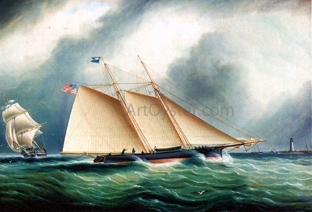 James E Buttersworth Yacht Daundless in a Full Breeze - Canvas Print