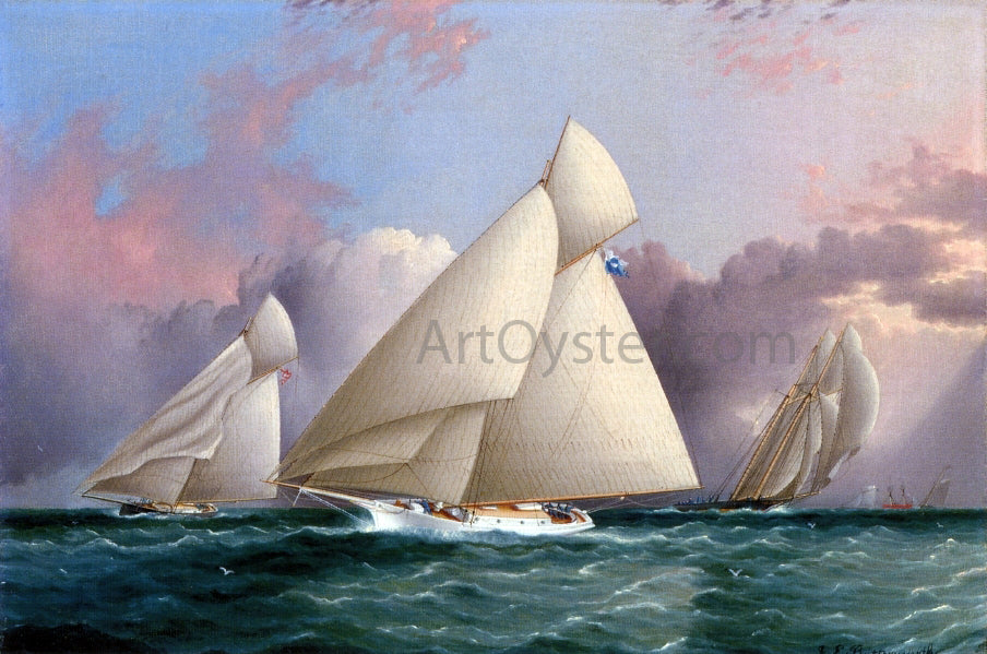 James E Buttersworth Yacht 'Sappho' Beating to the Wind - Canvas Print