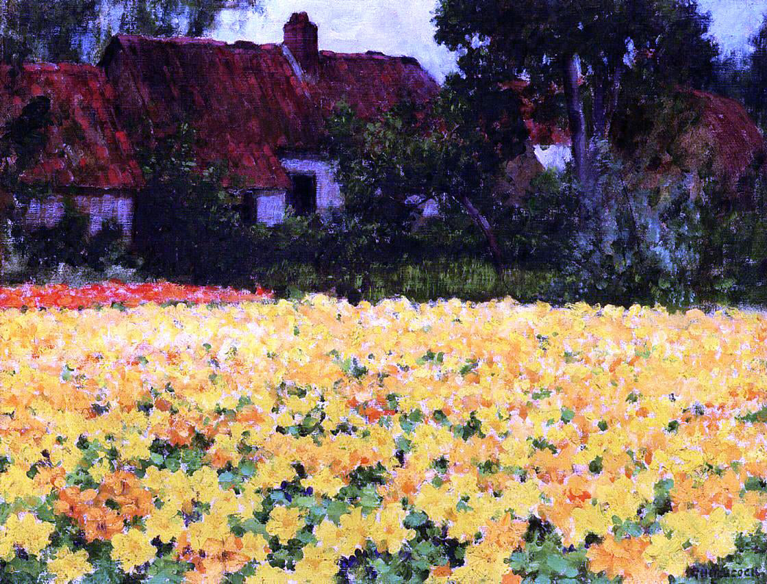 George Hitchcock Yellow Nasturtiums - Canvas Print
