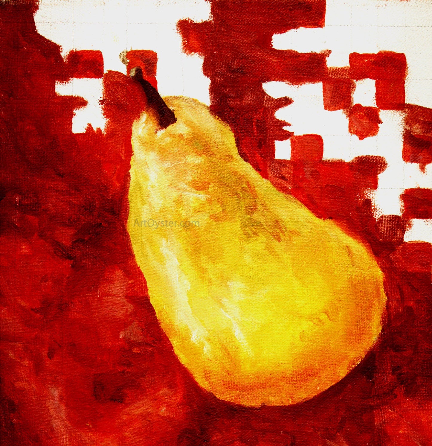 Our Original Collection Yello Pear on Red - Canvas Print