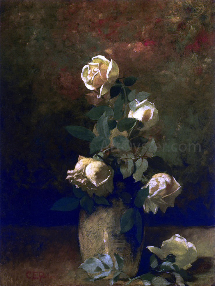 Charles Ethan Porter Yellow Roses in a Vase - Canvas Print