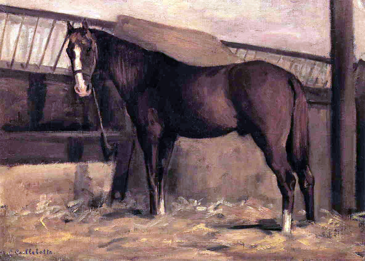 Gustave Caillebotte Yerres, Reddish Bay Horse in the Stable - Canvas Print