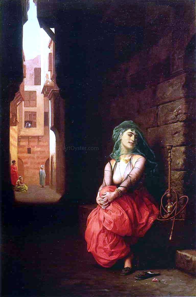 Jean-Leon Gerome Young Arab Woman with Waterpipe - Canvas Print