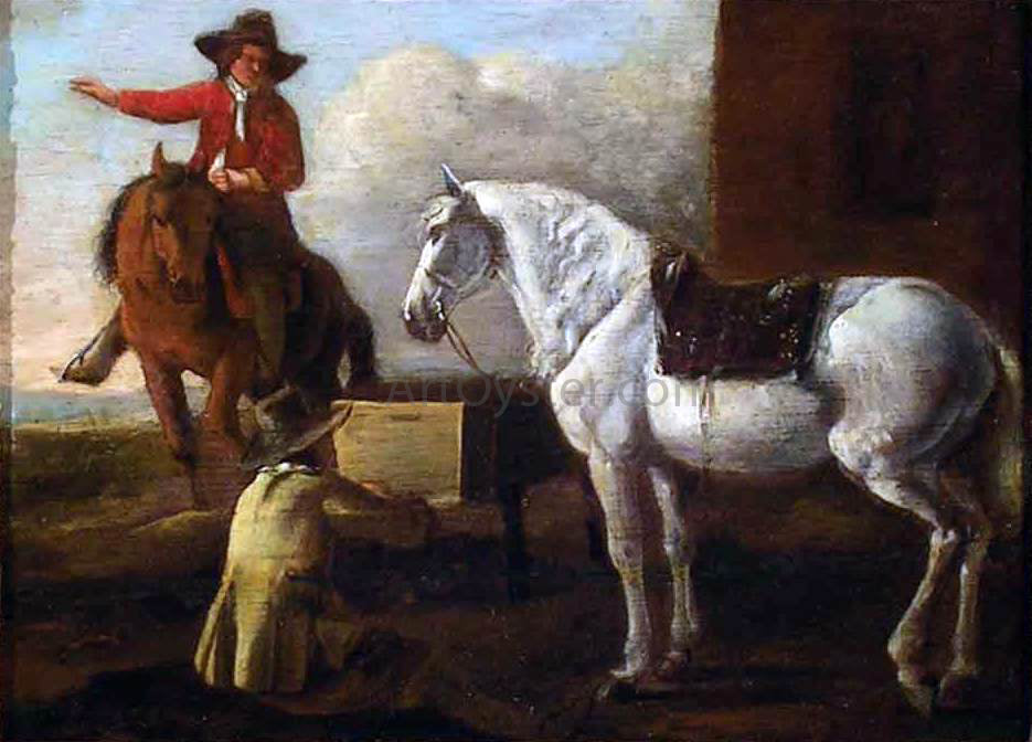 Abraham Van Calraet Young Artist Painting a Horse and Rider - Canvas Print